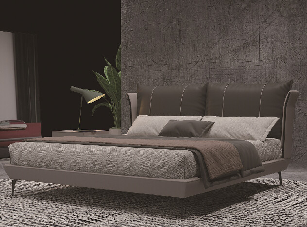 Low Profile Upholstered Platform Bed with Channel Tufted Headboard
