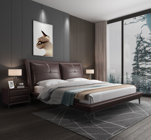 Modern Brown Bedside Table Set of 2