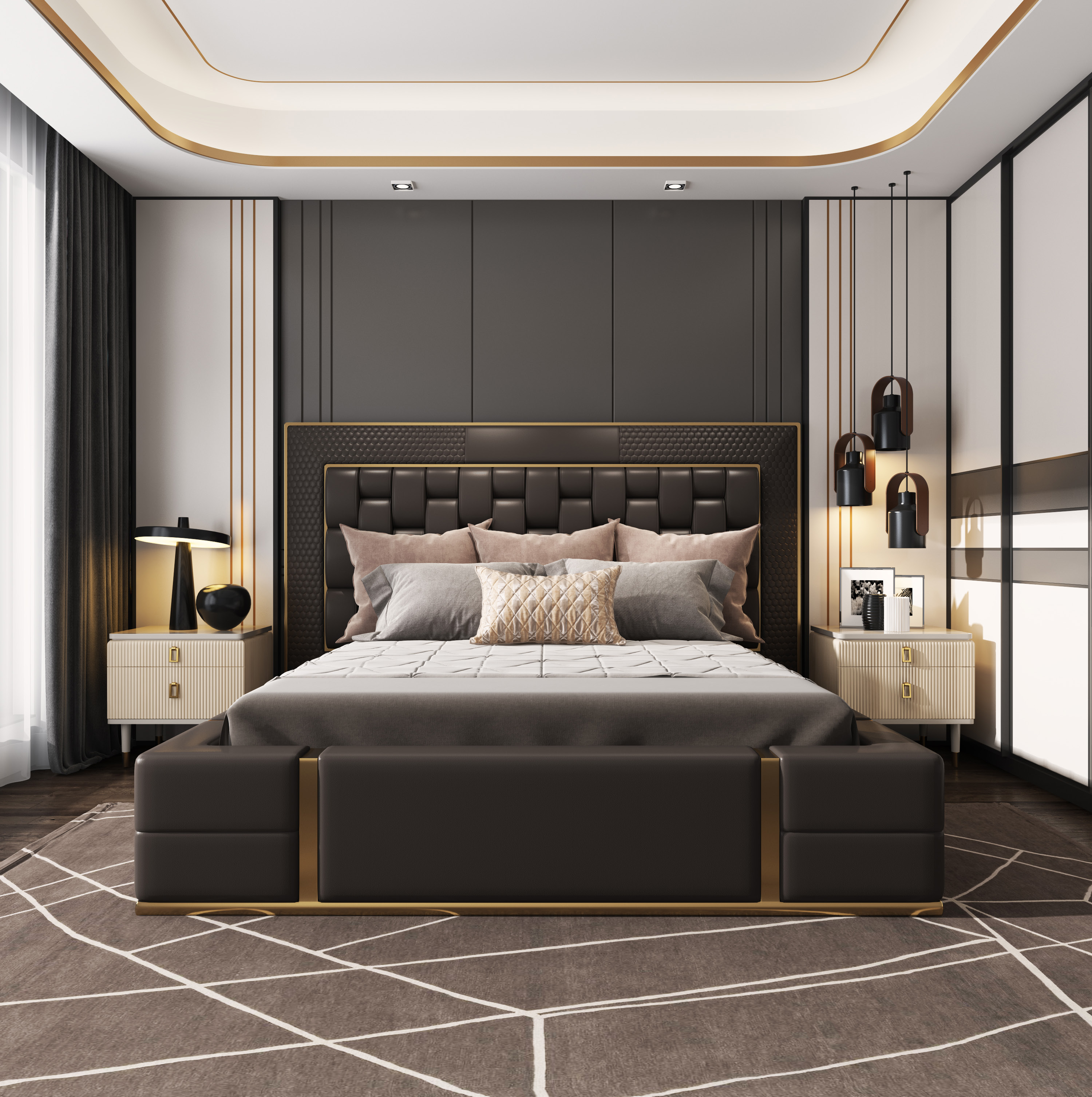 Dark Brown Upholstered End-of-Bed Bench