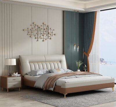 Contemporary Upholstered Platform Bed with Channel-Tufted Headboard