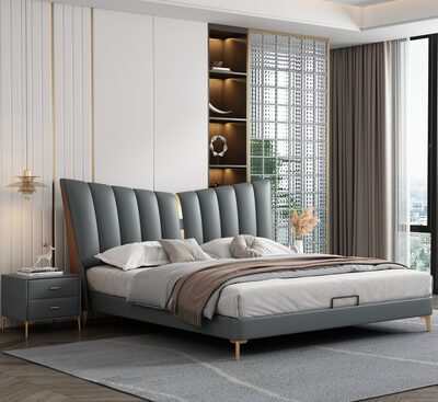 Large Grey Geometric Area Rug
