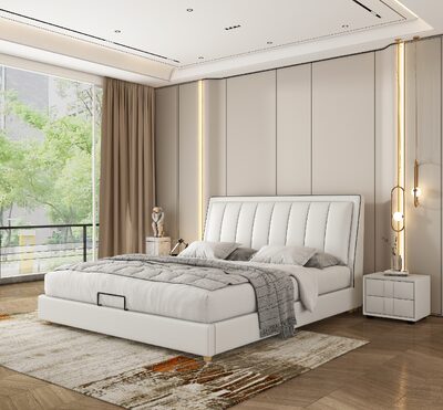 Large Abstract Beige Area Rug