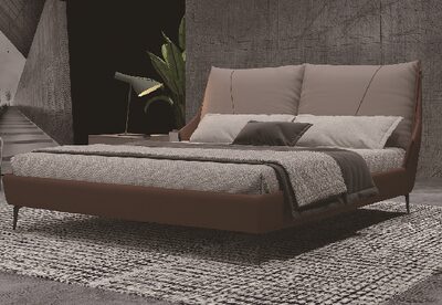 Modern Upholstered Platform Bed with Padded Headboard