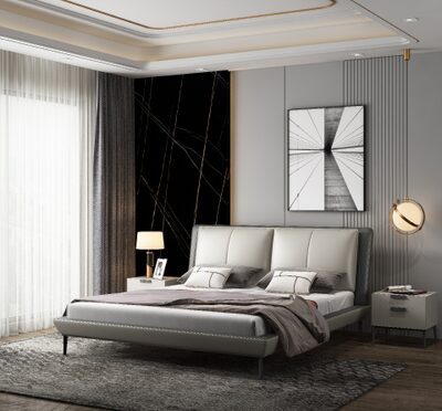 Large Grey Textured Bedroom Area Rug