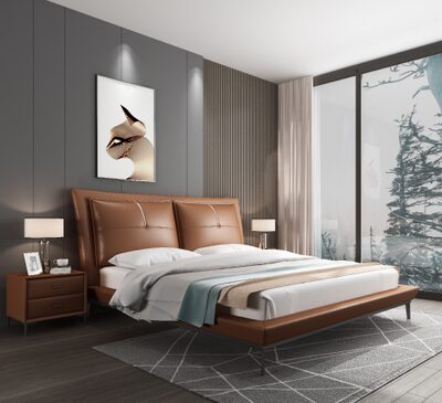 Modern Brown Two-Drawer Bedside Table