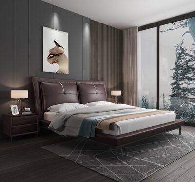 Modern Brown Bedside Table Set of 2