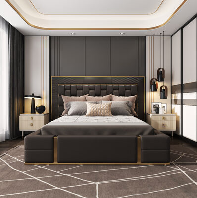 Dark Brown Upholstered End-of-Bed Bench