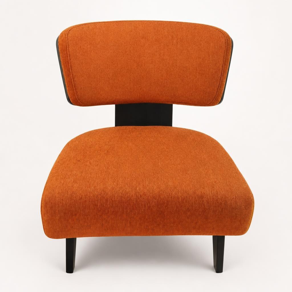 Rust Orange Armless Upholstered Accent Chair with Black Legs