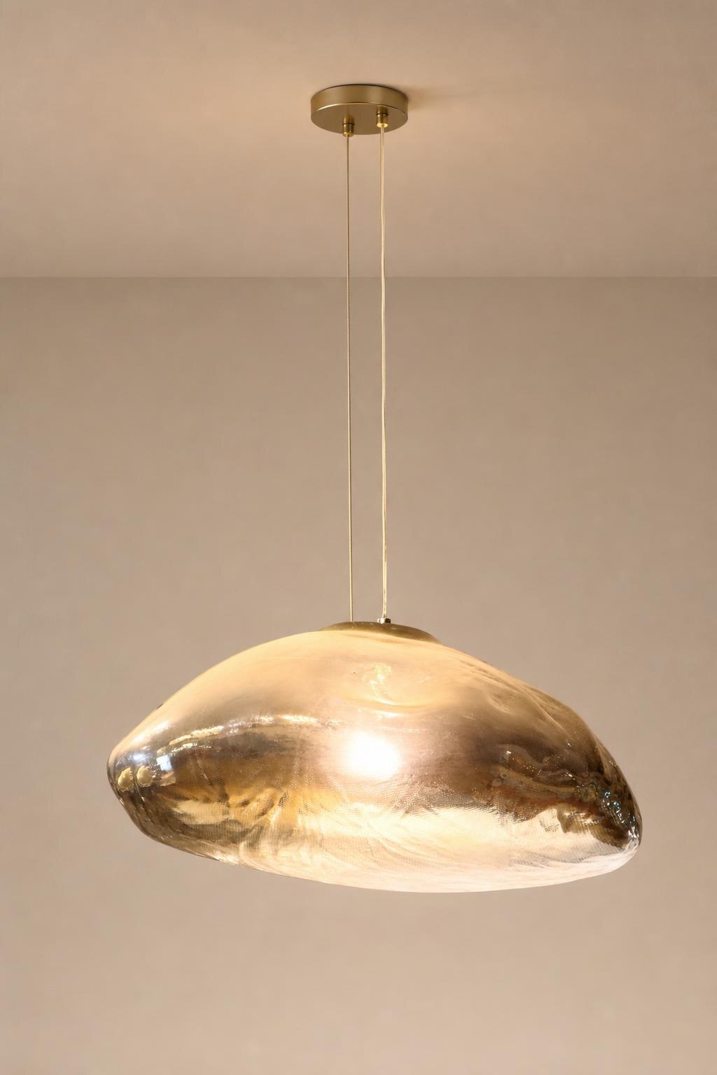 Smoked Organic Pebble Glass Pendant Light - Studio presentation